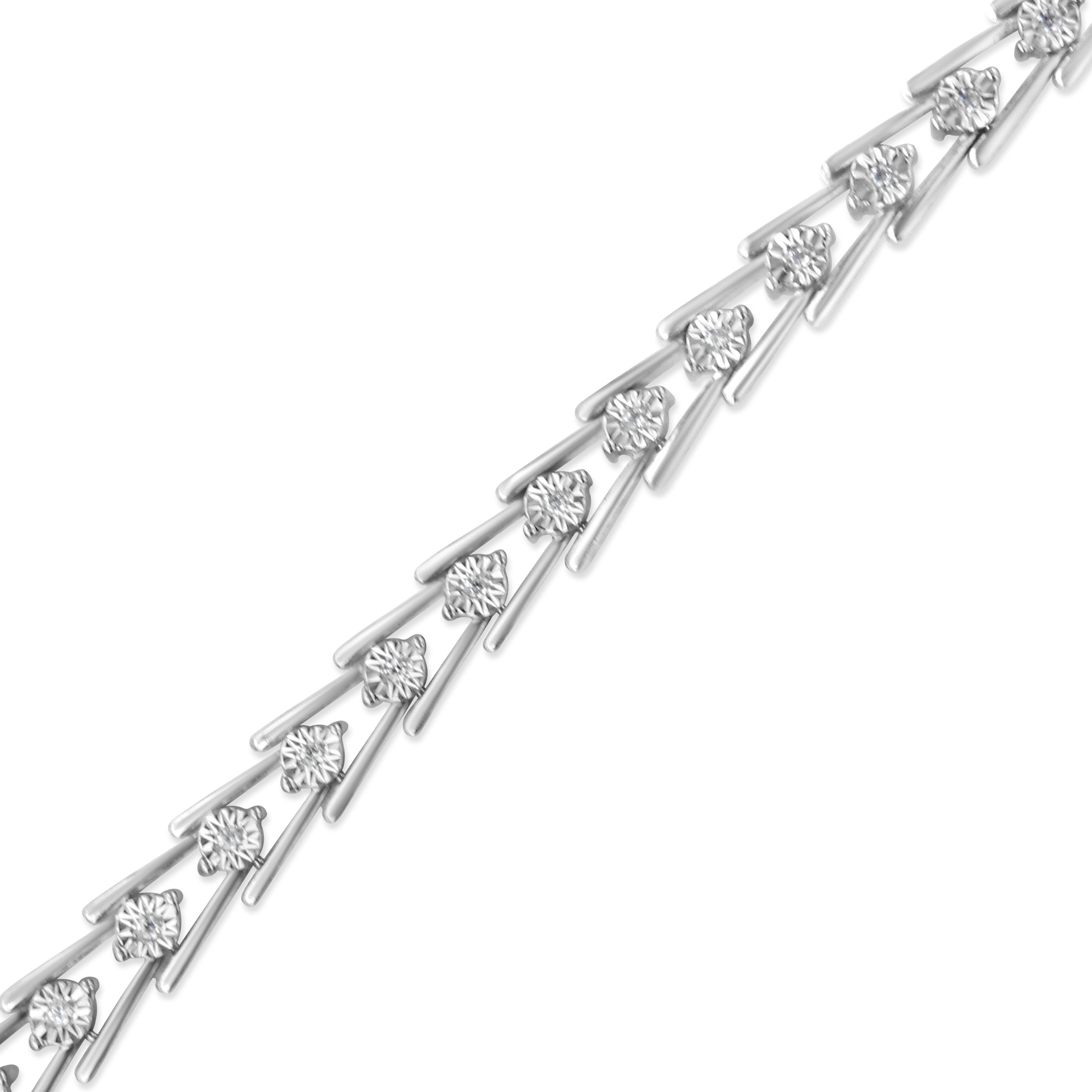 .925 Sterling Silver Diamond Miracle-Set Double Swoosh Milgrain Style Tennis Bracelet (1/2 cttw, I-J Color, I3 Clarity) - Size 7.75" by Bids.com