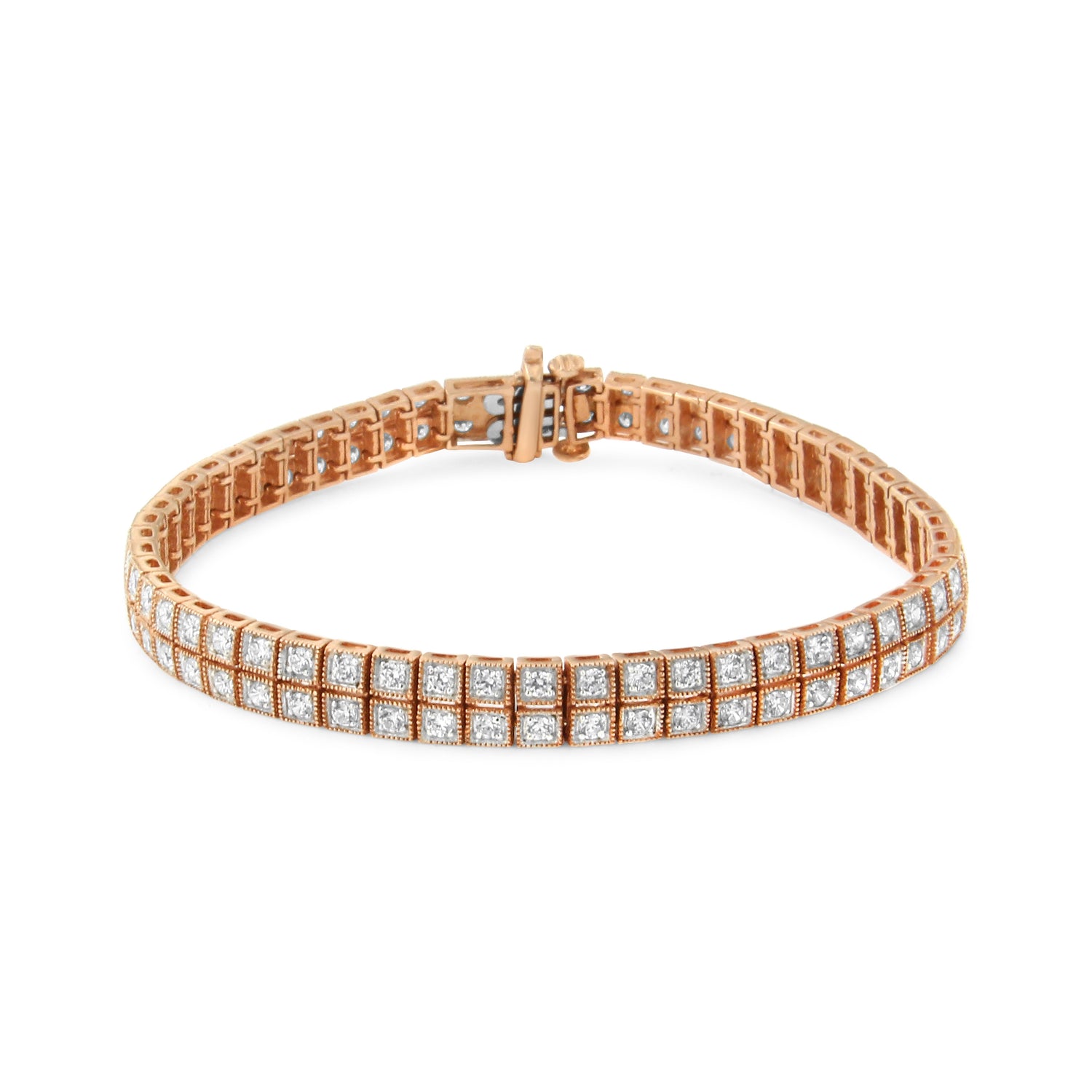 14K Rose Gold 3.0 Cttw Lab Grown Diamond Two Row Milgrain 7" Inch Tennis Bracelet (G-H Color, VS2-SI1 Clarity) by Bids.com
