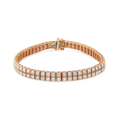 14K Rose Gold 3.0 Cttw Lab Grown Diamond Two Row Milgrain 7" Inch Tennis Bracelet (G-H Color, VS2-SI1 Clarity) by Bids.com