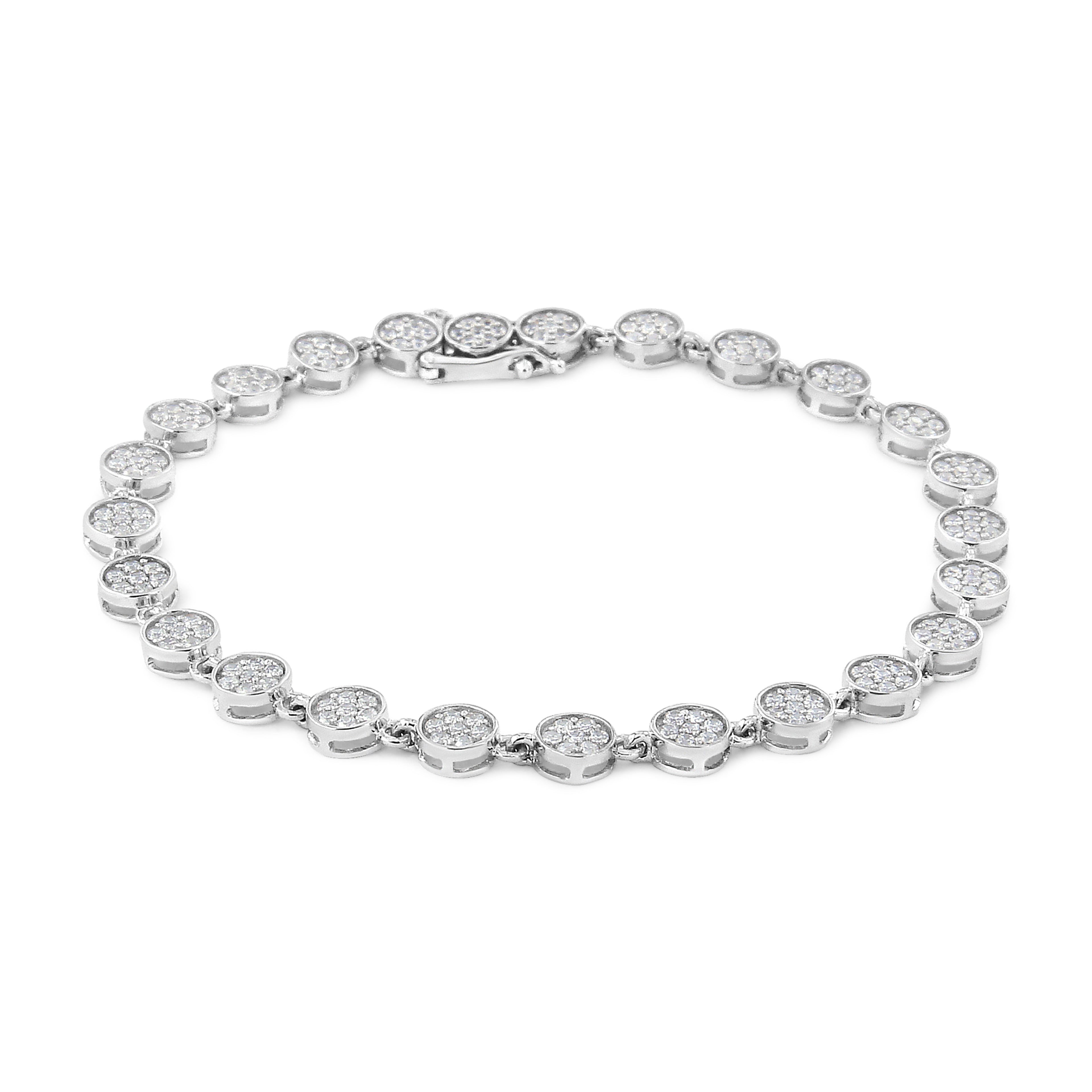 .925 Sterling Silver 2.0 Cttw Round Diamond Link Bracelet (G-H Color, I1-I2 Clarity) - 7.25" by Bids.com
