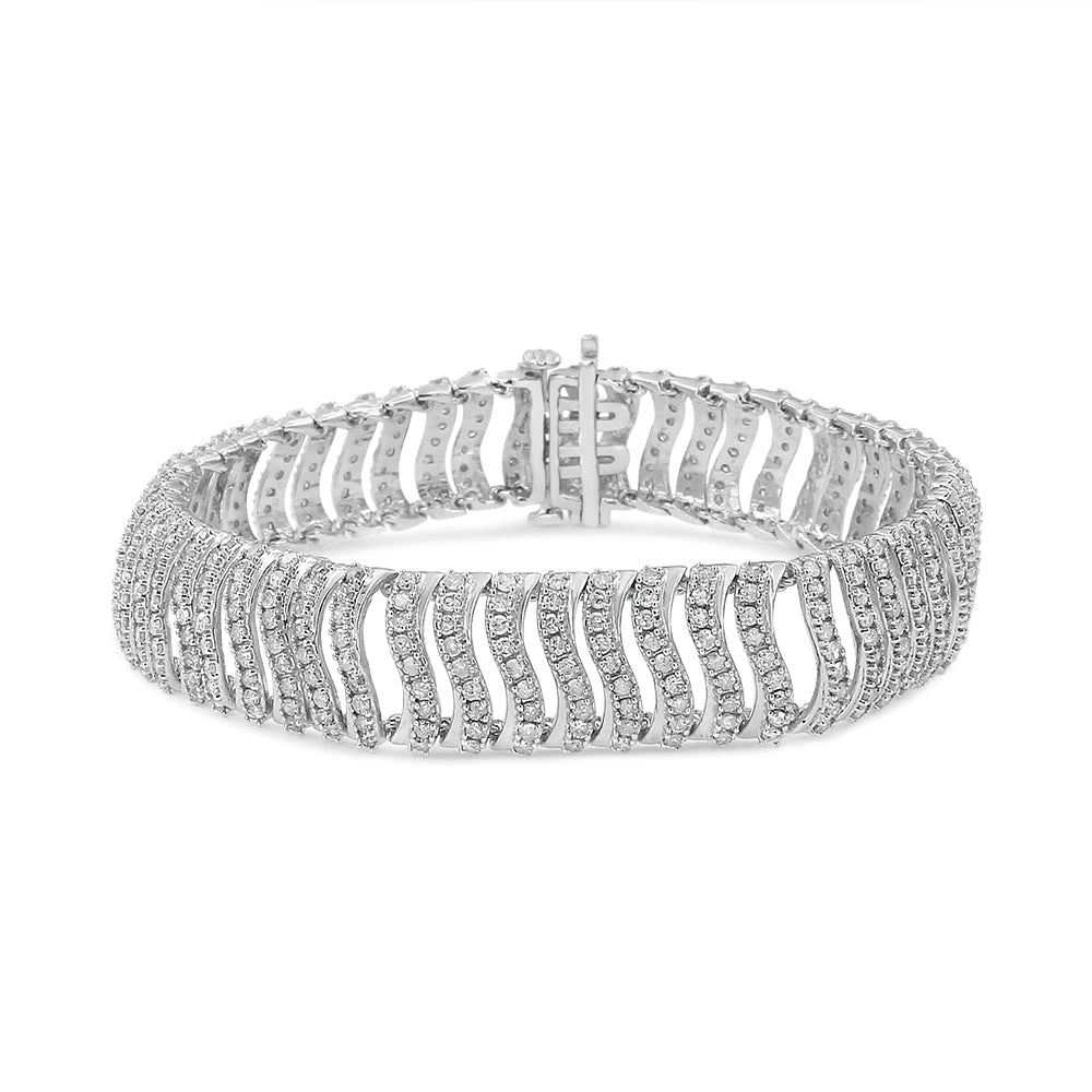 .925 Sterling Silver 5.00 Cttw Round-Cut Diamond "S" Link Bracelet (I-J Color, I3 Clarity) - Size 7.25 by Bids.com