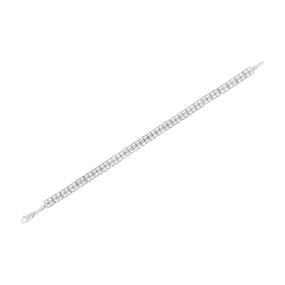 .925 Sterling Silver 1/10 Cttw Diamond Double-Link 7" Rolex Tennis Bracelet (I-J Color, I3 Clarity)  DestGlow