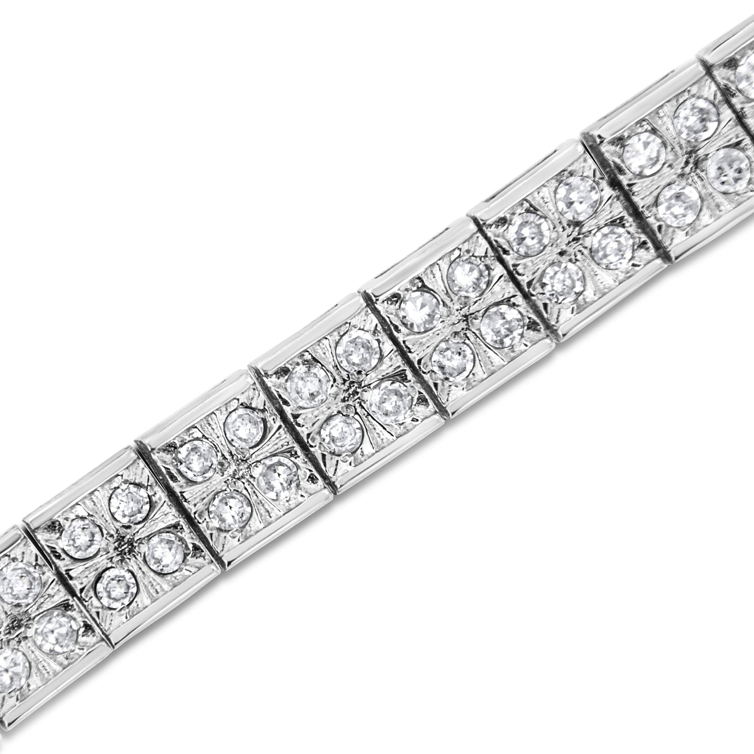 .925 Sterling Silver 2 Cttw Prong Set Round-Cut Diamond 4 Stone Box Link Bracelet (I-J Color, I3 Clarity) - 7.25" by Bids.com