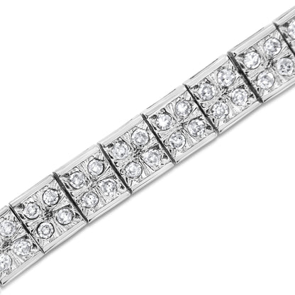 .925 Sterling Silver 2 Cttw Prong Set Round-Cut Diamond 4 Stone Box Link Bracelet (I-J Color, I3 Clarity) - 7.25" by Bids.com