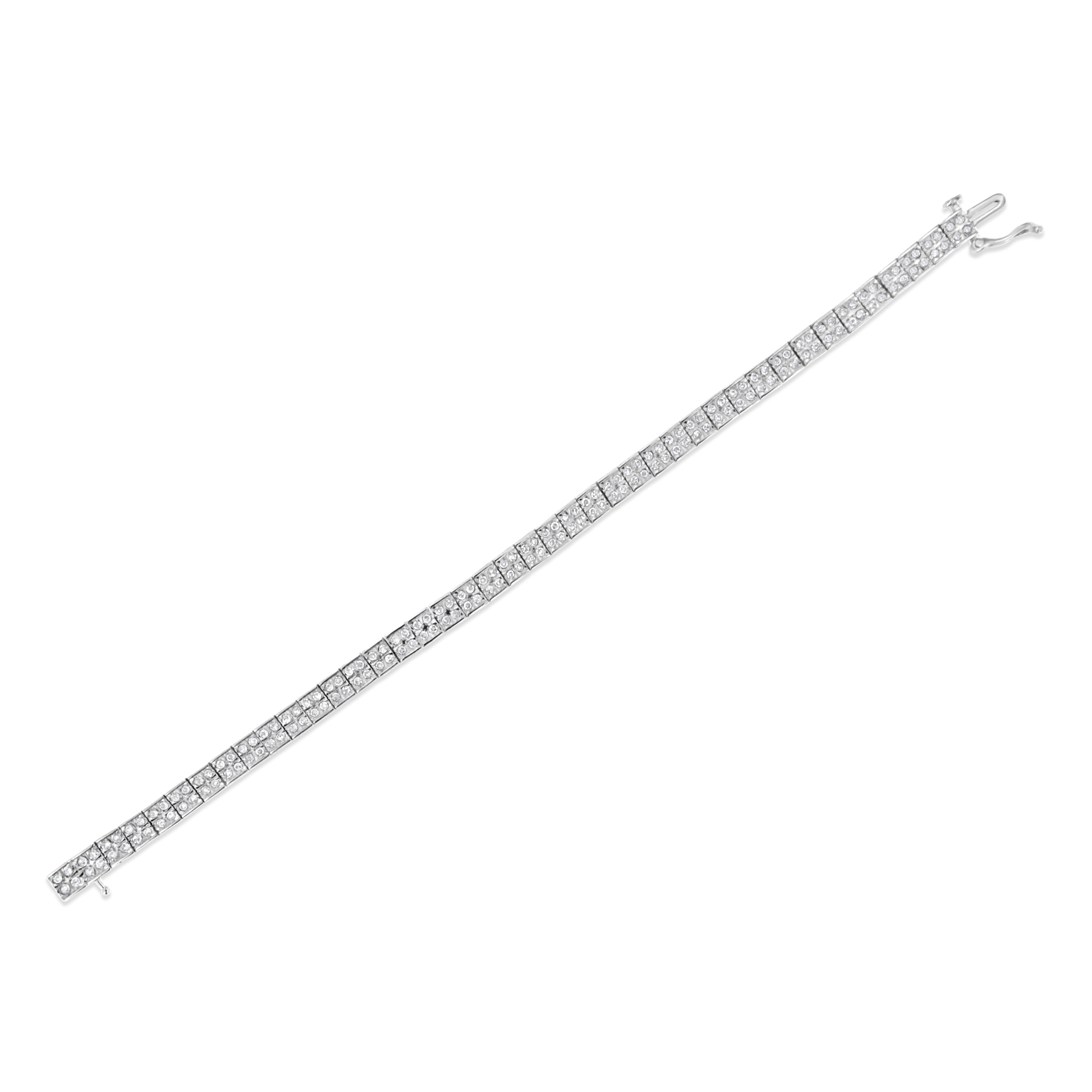 .925 Sterling Silver 2 Cttw Prong Set Round-Cut Diamond 4 Stone Box Link Bracelet (I-J Color, I3 Clarity) - 7.25" by Bids.com
