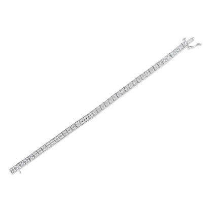 .925 Sterling Silver 2 Cttw Prong Set Round-Cut Diamond 4 Stone Box Link Bracelet (I-J Color, I3 Clarity) - 7.25" by Bids.com