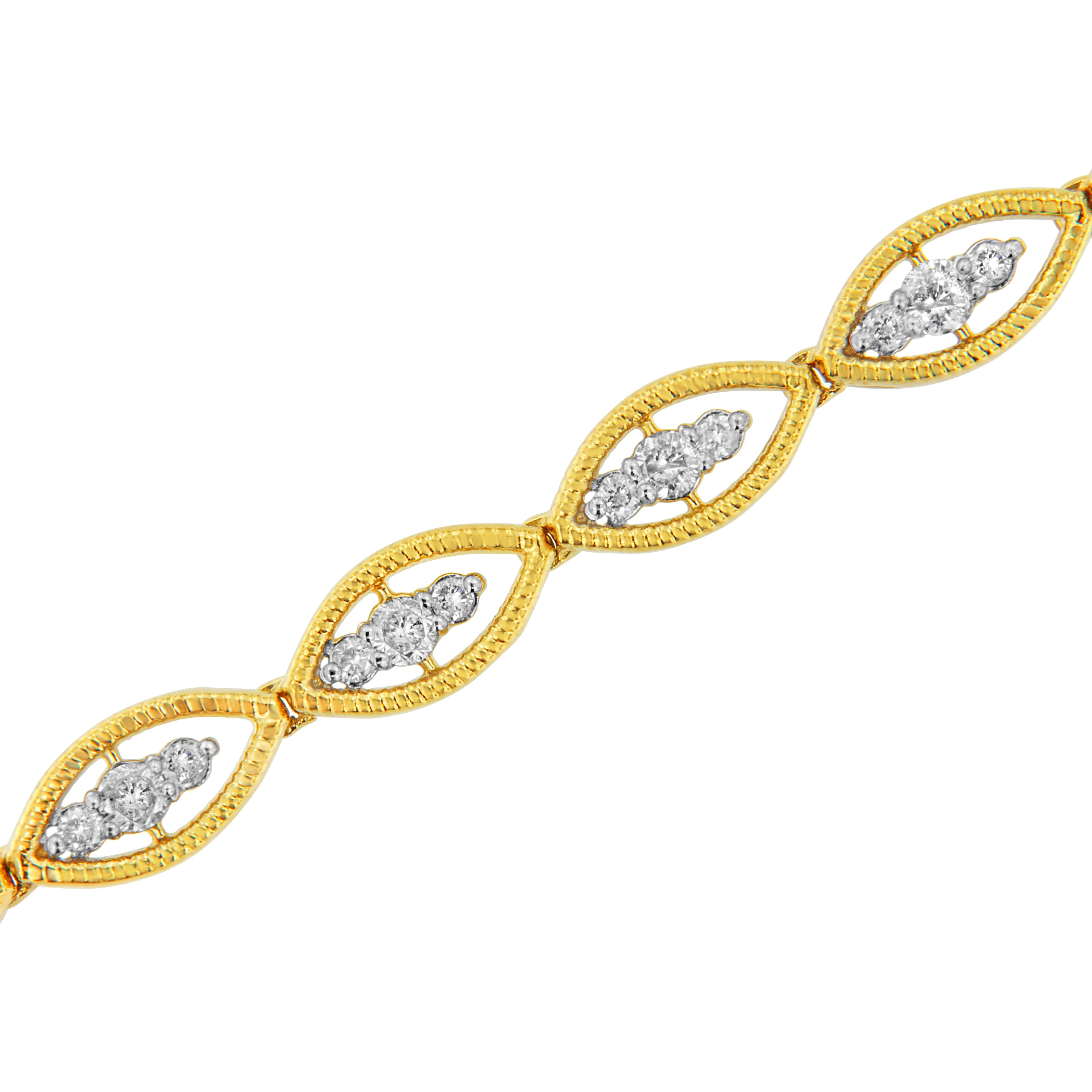 10K Yellow Gold Plated .925 Sterling Silver 1 cttw Prong Set Round-Cut Diamond Link Bracelet (J-K Color, I1-I2 Clarity) - 7.25" by Bids.com