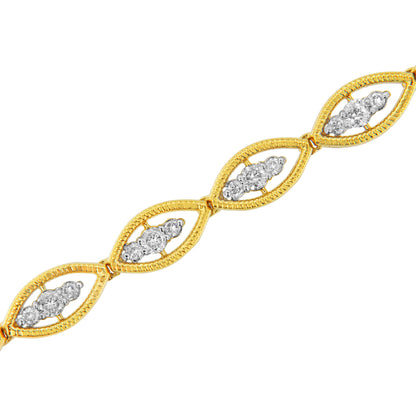 10K Yellow Gold Plated .925 Sterling Silver 1 cttw Prong Set Round-Cut Diamond Link Bracelet (J-K Color, I1-I2 Clarity) - 7.25" by Bids.com