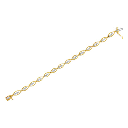 10K Yellow Gold Plated .925 Sterling Silver 1 cttw Prong Set Round-Cut Diamond Link Bracelet (J-K Color, I1-I2 Clarity) - 7.25" by Bids.com
