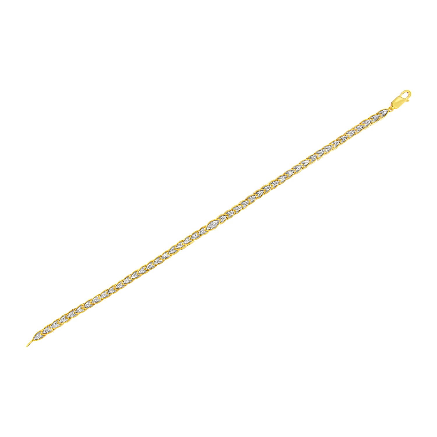10K Yellow Gold Plated .925 Sterling Silver 1 cttw Prong-Set Diamond Pear Shape Link Bracelet (I-J Color, I1-I2 Clarity) - 7.25" by Bids.com