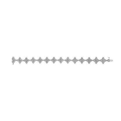 .925 Sterling Silver 1.0 cttw Miracle-Set Diamond 4 Leaf Clover Link Bracelet (I-J Clarity, I3 Color) - Size 7.25"  DestGlow