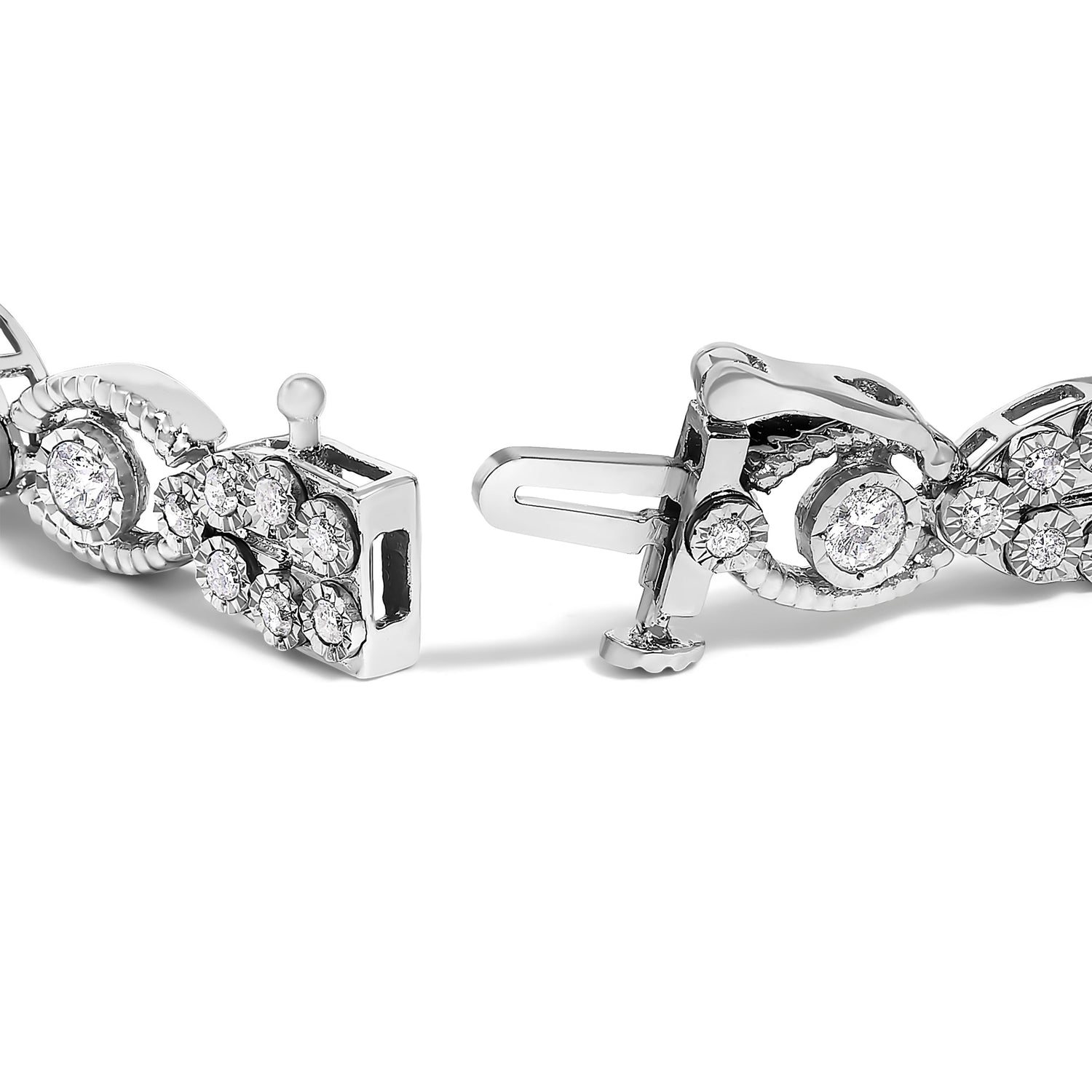 10K White Gold 2.0 Cttw Diamond Milgrain Cluster Link Bracelet  DestGlow