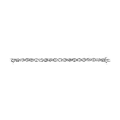 10K White Gold 2.0 Cttw Diamond Milgrain Cluster Link Bracelet  DestGlow