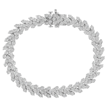.925 Sterling Silver 2.00 Cttw Miracle Set Diamond Laurel Wreath Link Bracelet (I-J color, I3 clarity) - 7.25"  DestGlow