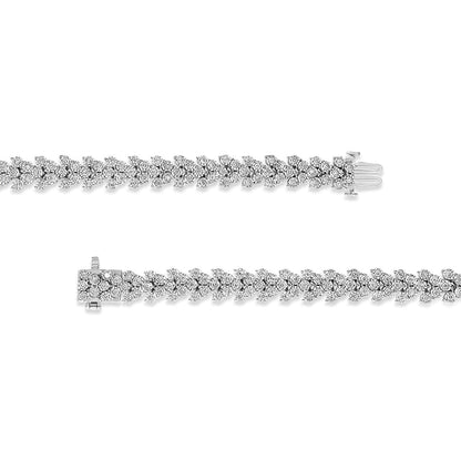 .925 Sterling Silver 2.00 Cttw Miracle Set Diamond Laurel Wreath Link Bracelet (I-J color, I3 clarity) - 7.25"  DestGlow
