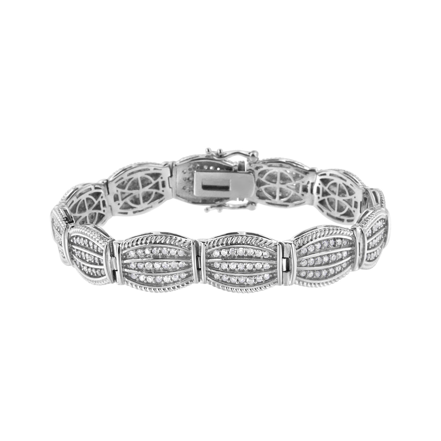 .925 Sterling Silver 3.0 Cttw Prong Set Diamond Art Deco Style Tennis Bracelet (I-J Color, I2-I3 Clarity) - 7.25" by Bids.com