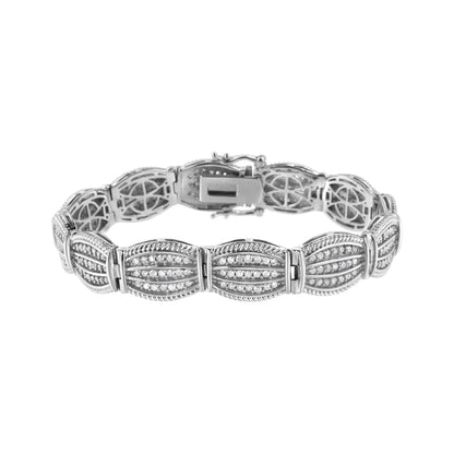 .925 Sterling Silver 3.0 Cttw Prong Set Diamond Art Deco Style Tennis Bracelet (I-J Color, I2-I3 Clarity) - 7.25" by Bids.com