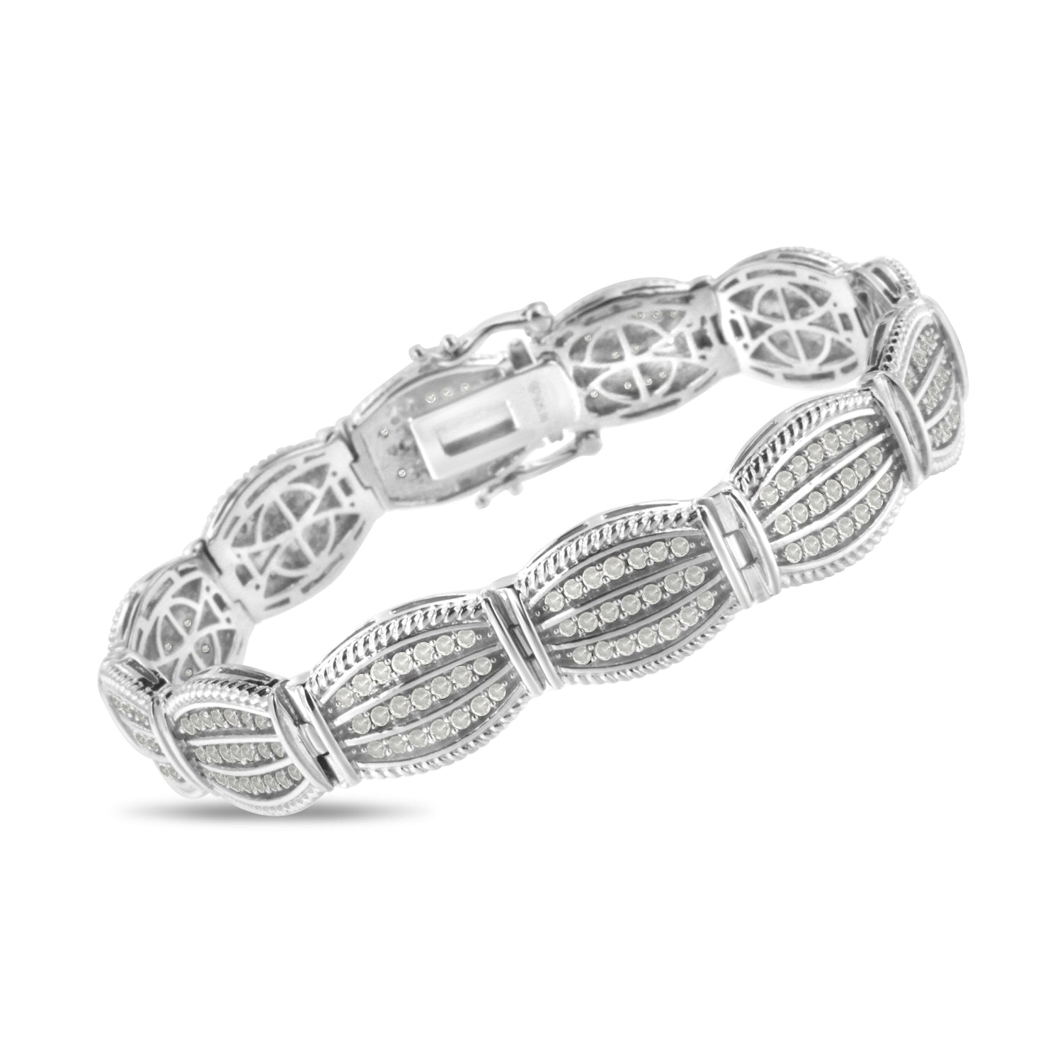 .925 Sterling Silver 3.0 Cttw Prong Set Diamond Art Deco Style Tennis Bracelet (I-J Color, I2-I3 Clarity) - 7.25" by Bids.com