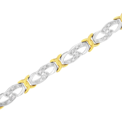 10k Yellow Gold Plated Sterling Silver 1/4 cttw Diamond Infinity and X Link Bracelet (I-J Clarity, I2-I3 Color) - Size 7.25" by Bids.com