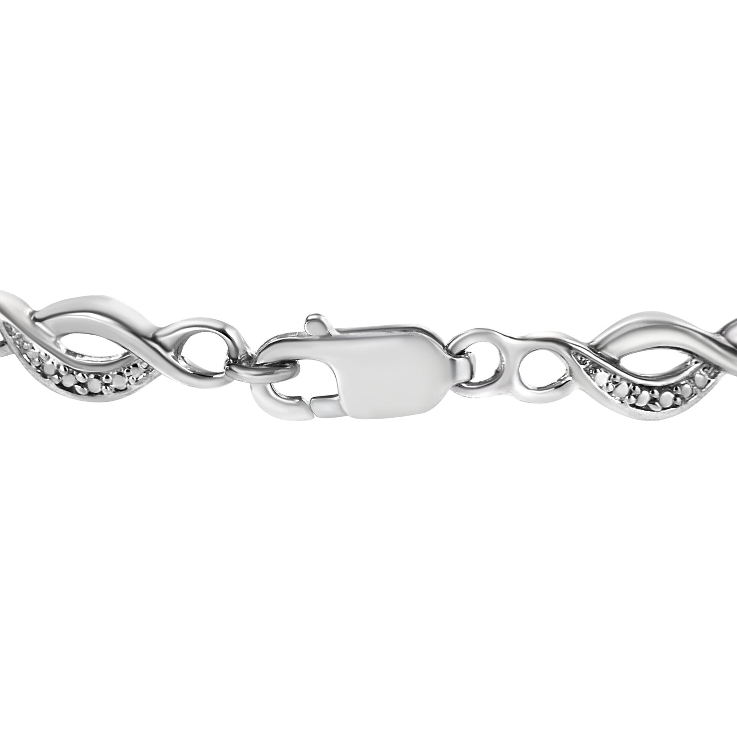 .925 Sterling Silver Prong Set Diamond Accent Curved Spiral Link Bracelet (I-J Color, I3 Clarity) - 7.25" by Bids.com