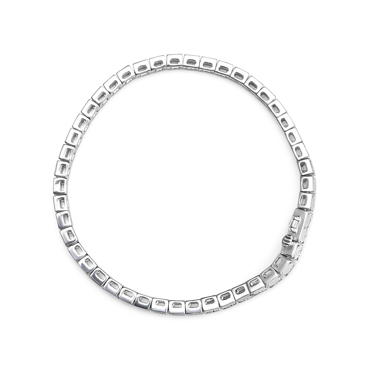 .925 Sterling Silver 1/4 Cttw Miracle Set Diamond and Bead Link 7.25" Tennis Bracelet (I-J Color, I2-I3 Clarity) by Bids.com