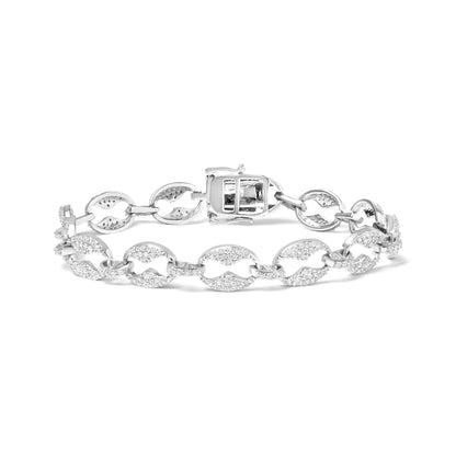 14K White Gold 1 1/2 Cttw Round Diamond Set Link Bracelet (I-J Color, I1-I2 Clarity) - 7" by Bids.com