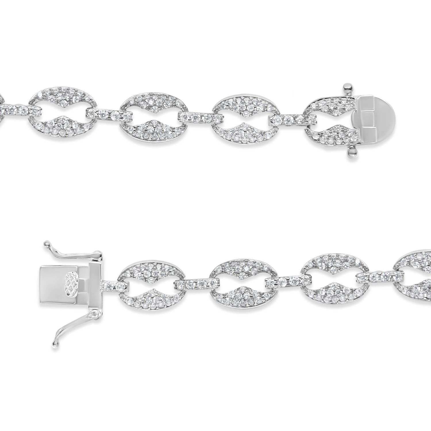14K White Gold 1 1/2 Cttw Round Diamond Set Link Bracelet (I-J Color, I1-I2 Clarity) - 7" by Bids.com