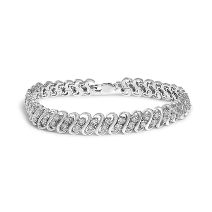 .925 Sterling Silver 1/2 Cttw Diamond Double Row S-Link Bracelet (I-J Color, I2-I3 Clarity) - 7.5" Inches by Bids.com