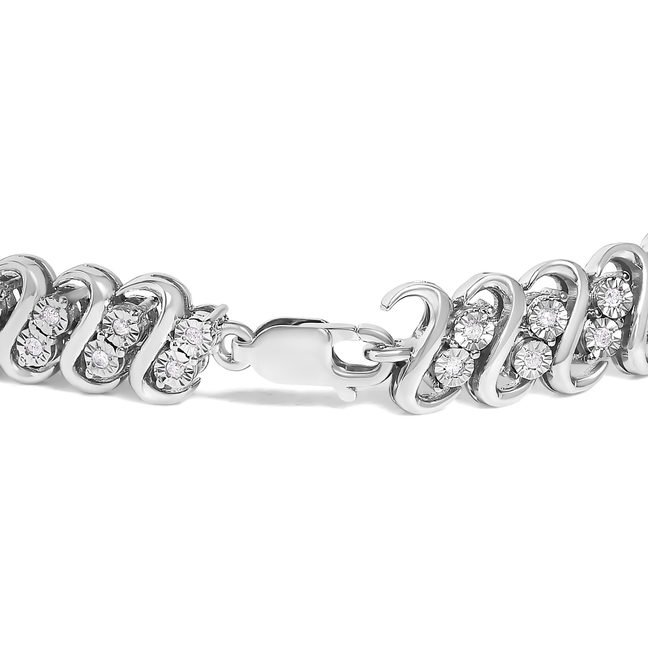 .925 Sterling Silver 1/2 Cttw Diamond Double Row S-Link Bracelet (I-J Color, I2-I3 Clarity) - 7.5" Inches by Bids.com