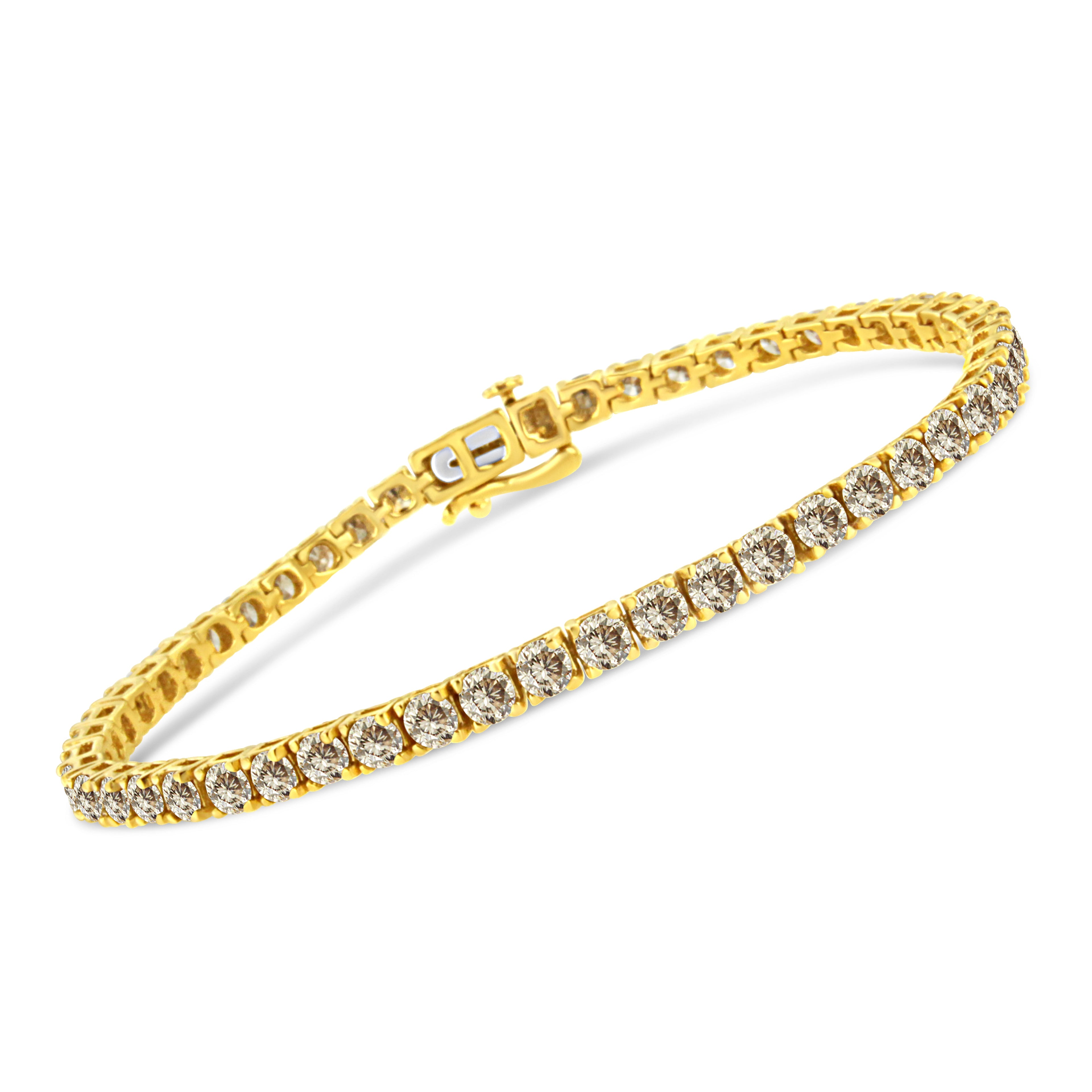 14K Yellow Gold Plated .925 Sterling Silver 8.0 Cttw Diamond Classic Link Tennis Bracelet (K-L Color, I2-I3 Clarity) - 7-1/4" by Bids.com