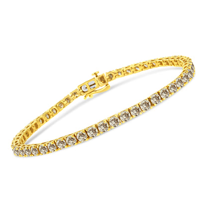 14K Yellow Gold Plated .925 Sterling Silver 8.0 Cttw Diamond Classic Link Tennis Bracelet (K-L Color, I2-I3 Clarity) - 7-1/4" by Bids.com