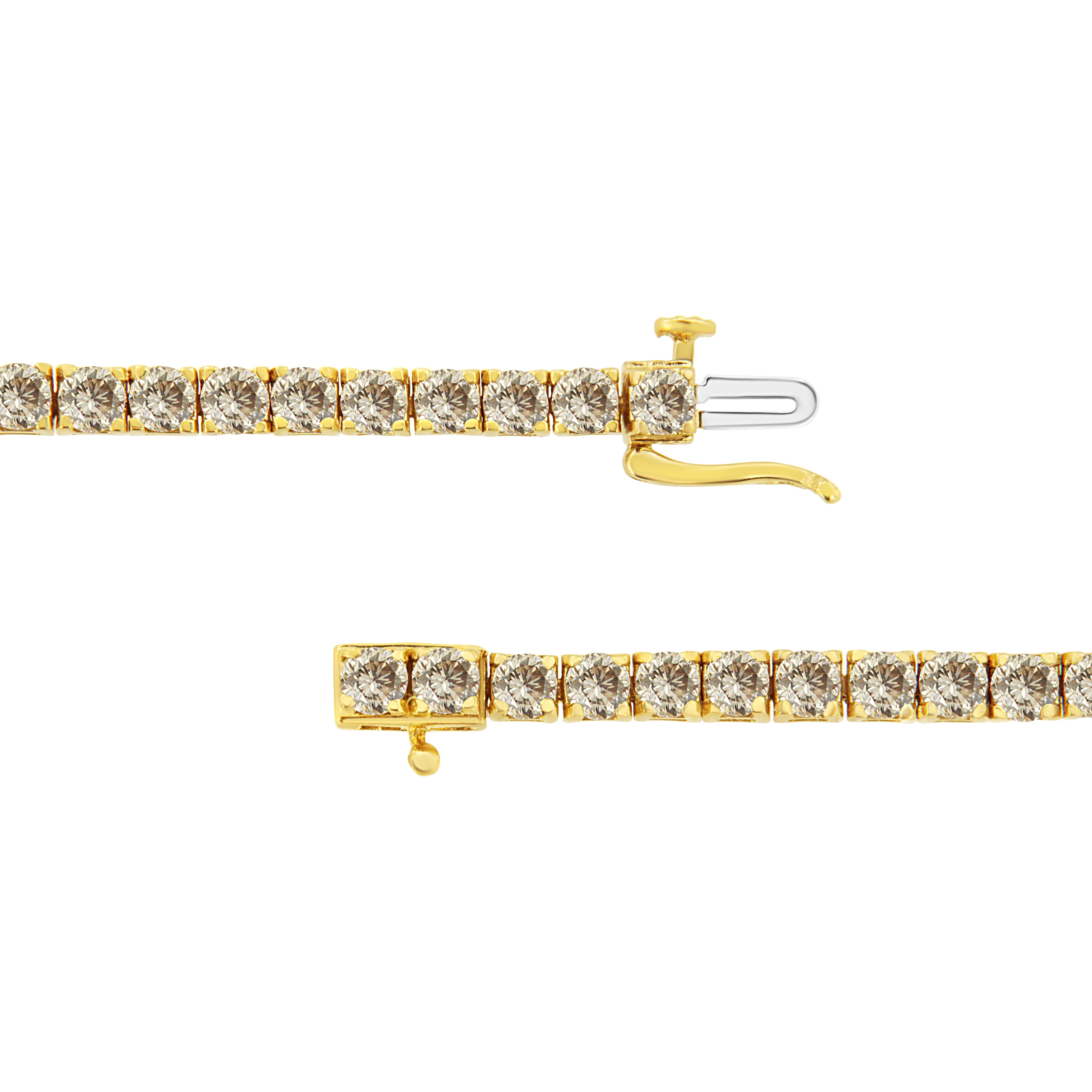 14K Yellow Gold Plated .925 Sterling Silver 8.0 Cttw Diamond Classic Link Tennis Bracelet (K-L Color, I2-I3 Clarity) - 7-1/4" by Bids.com