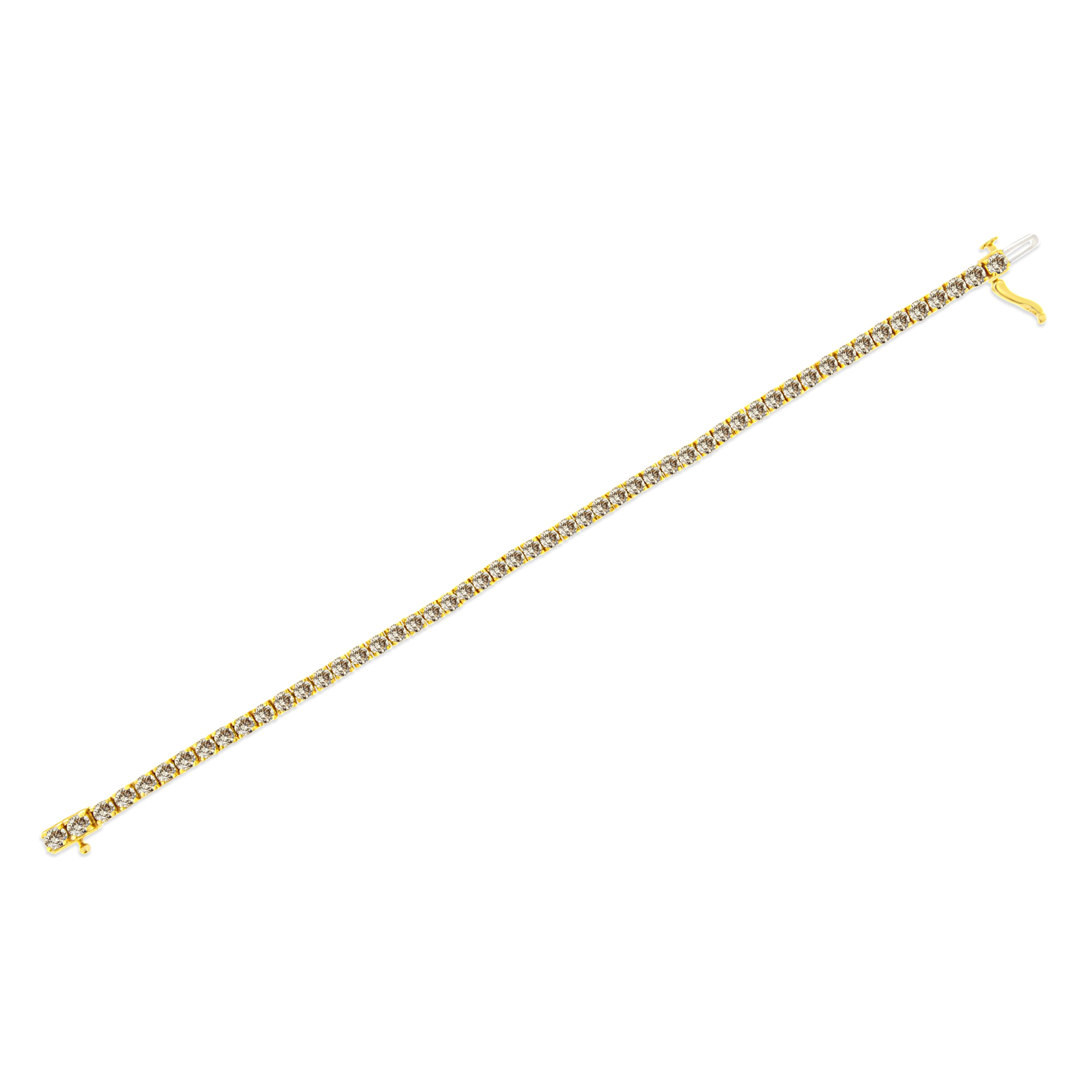 14K Yellow Gold Plated .925 Sterling Silver 8.0 Cttw Diamond Classic Link Tennis Bracelet (K-L Color, I2-I3 Clarity) - 7-1/4" by Bids.com