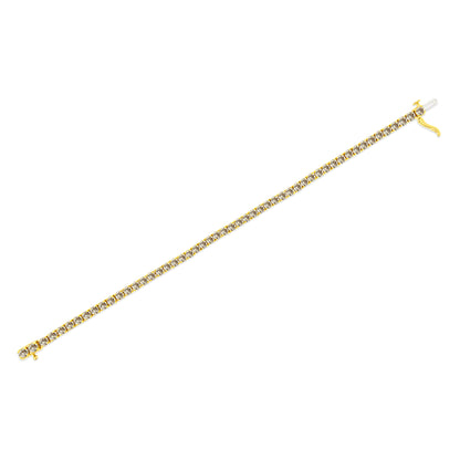 14K Yellow Gold Plated .925 Sterling Silver 8.0 Cttw Diamond Classic Link Tennis Bracelet (K-L Color, I2-I3 Clarity) - 7-1/4" by Bids.com