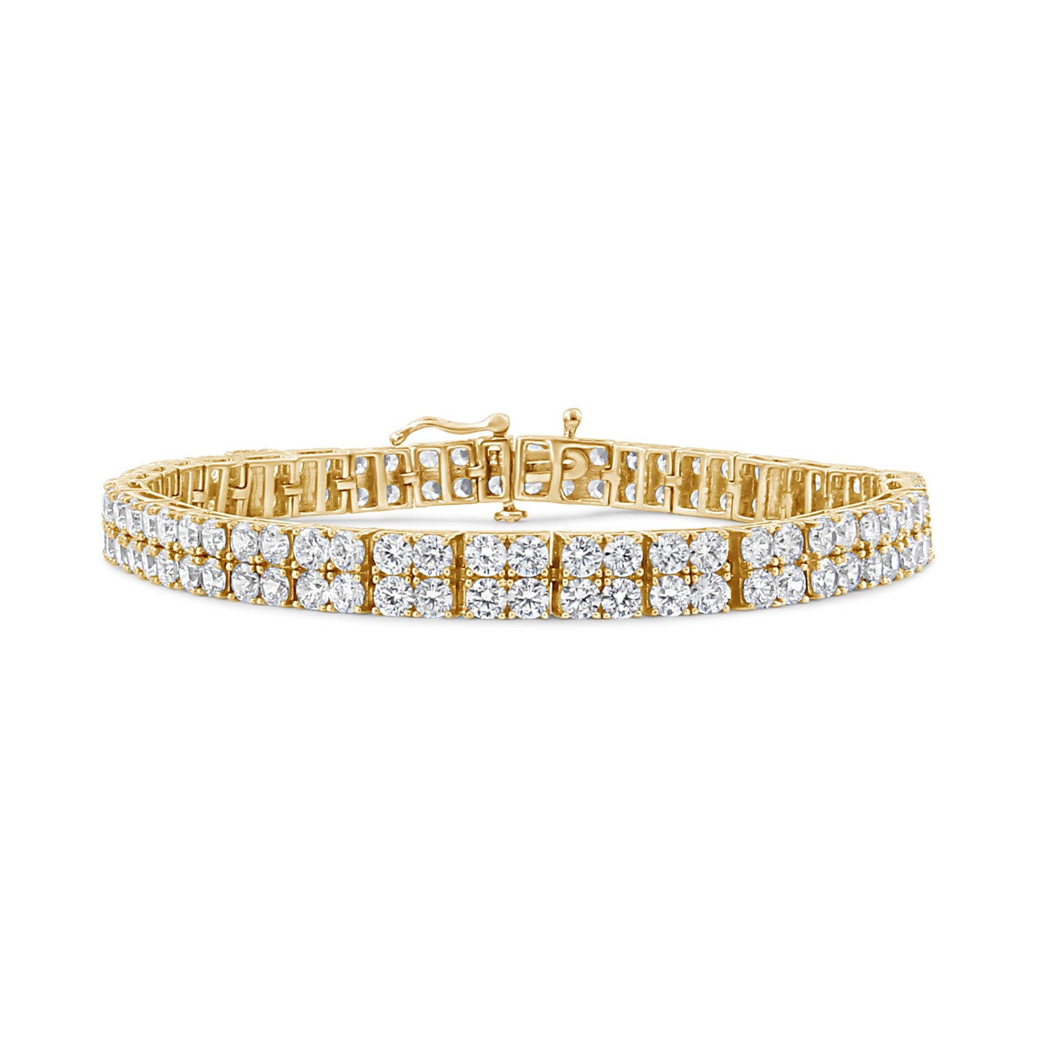 14K Yellow Gold 10.0 Cttw Diamond 2 Row Tennis Bracelet (L-M Color, I2-I3 Clarity) - Size 7.25 Inches  DestGlow