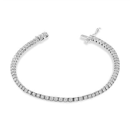 14K White Gold 1.0 Cttw Miracle Set Round-Cut Lab Grown Diamond Illusion Tennis Bracelet (F-G Color, VS2-SI1 Clarity) Size 7" by Bids.com
