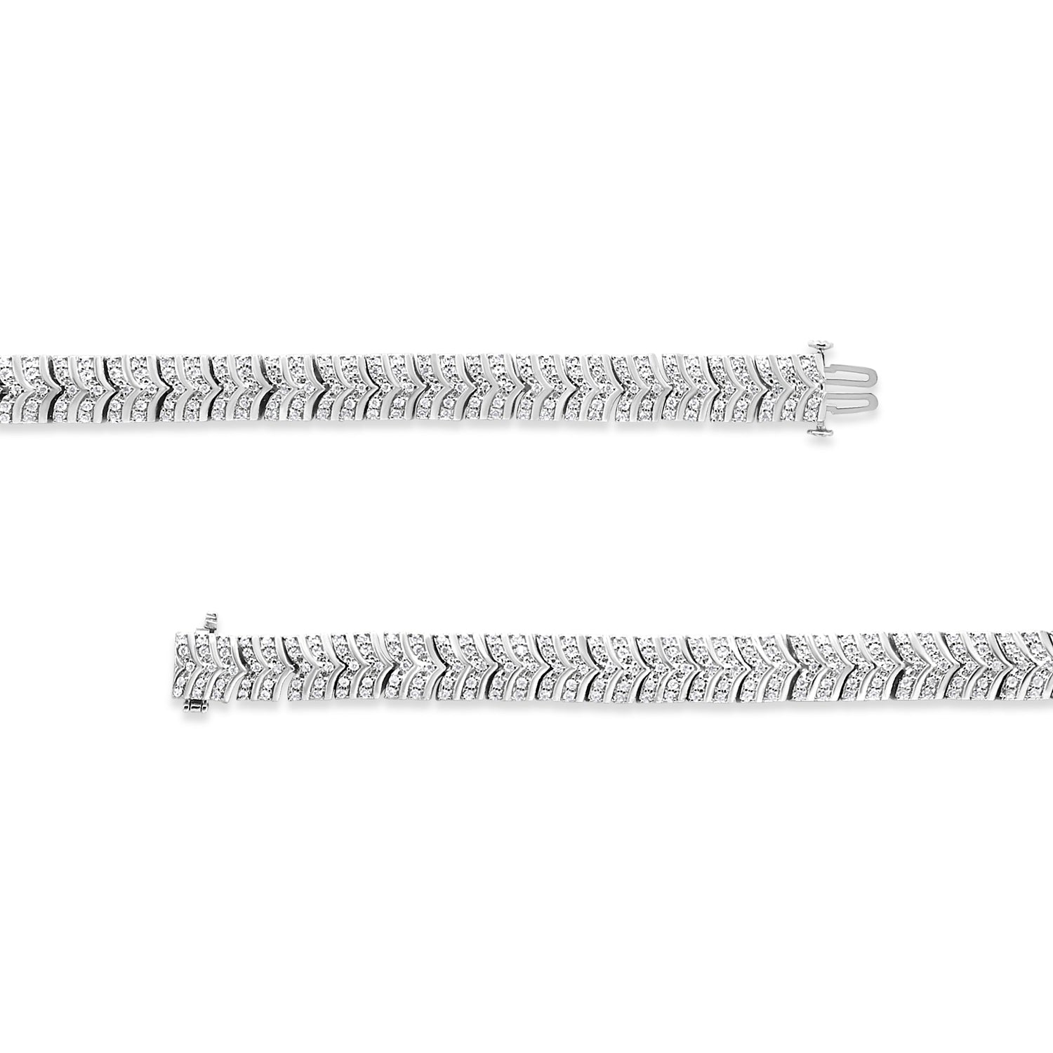 .925 Sterling Silver 3.00 Cttw Diamond Chevron Link Bracelet (I2-I3 Clarity, I-J Color) - Size 7.25" by Bids.com