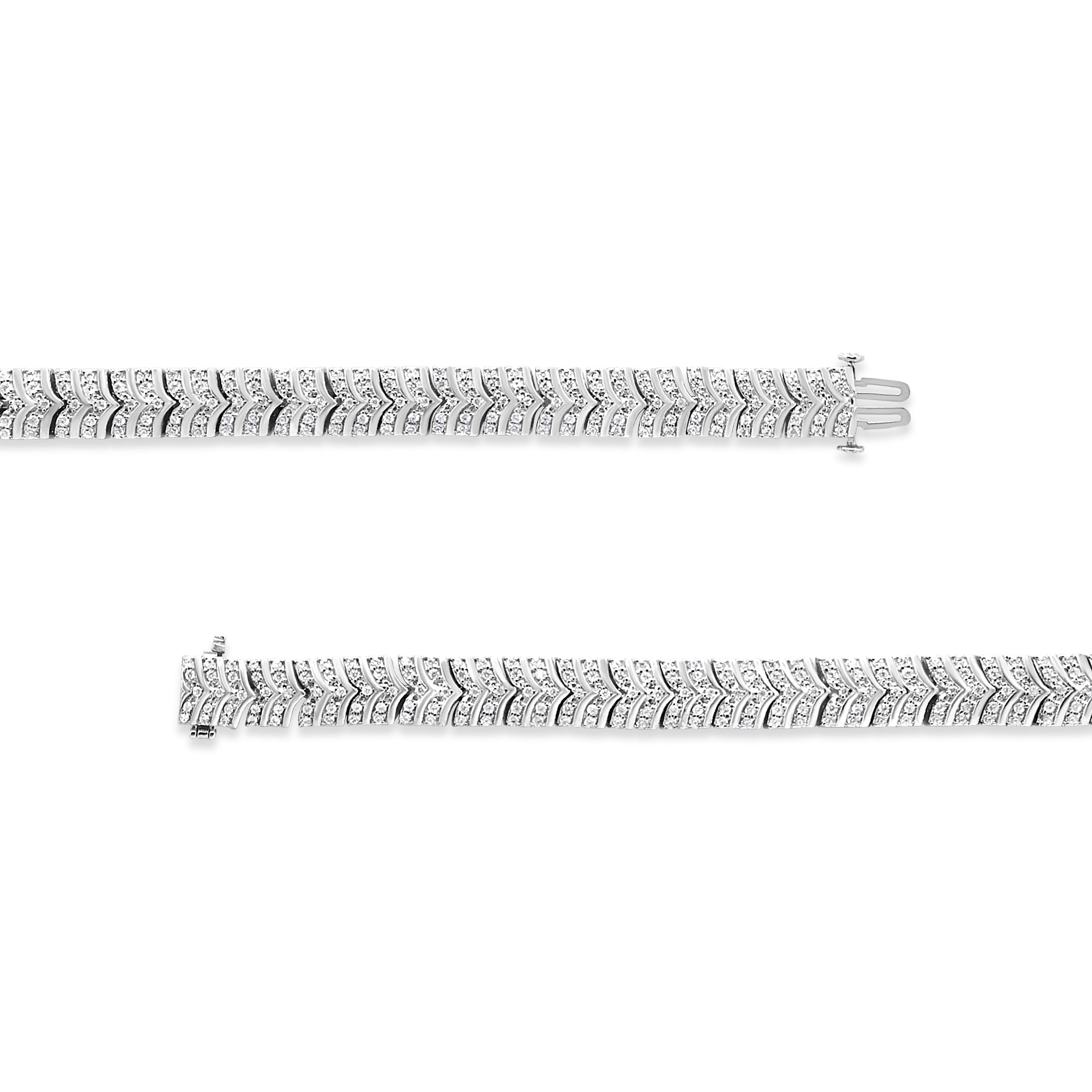 .925 Sterling Silver 3.00 Cttw Diamond Chevron Link Bracelet (I2-I3 Clarity, I-J Color) - Size 7.25" by Bids.com