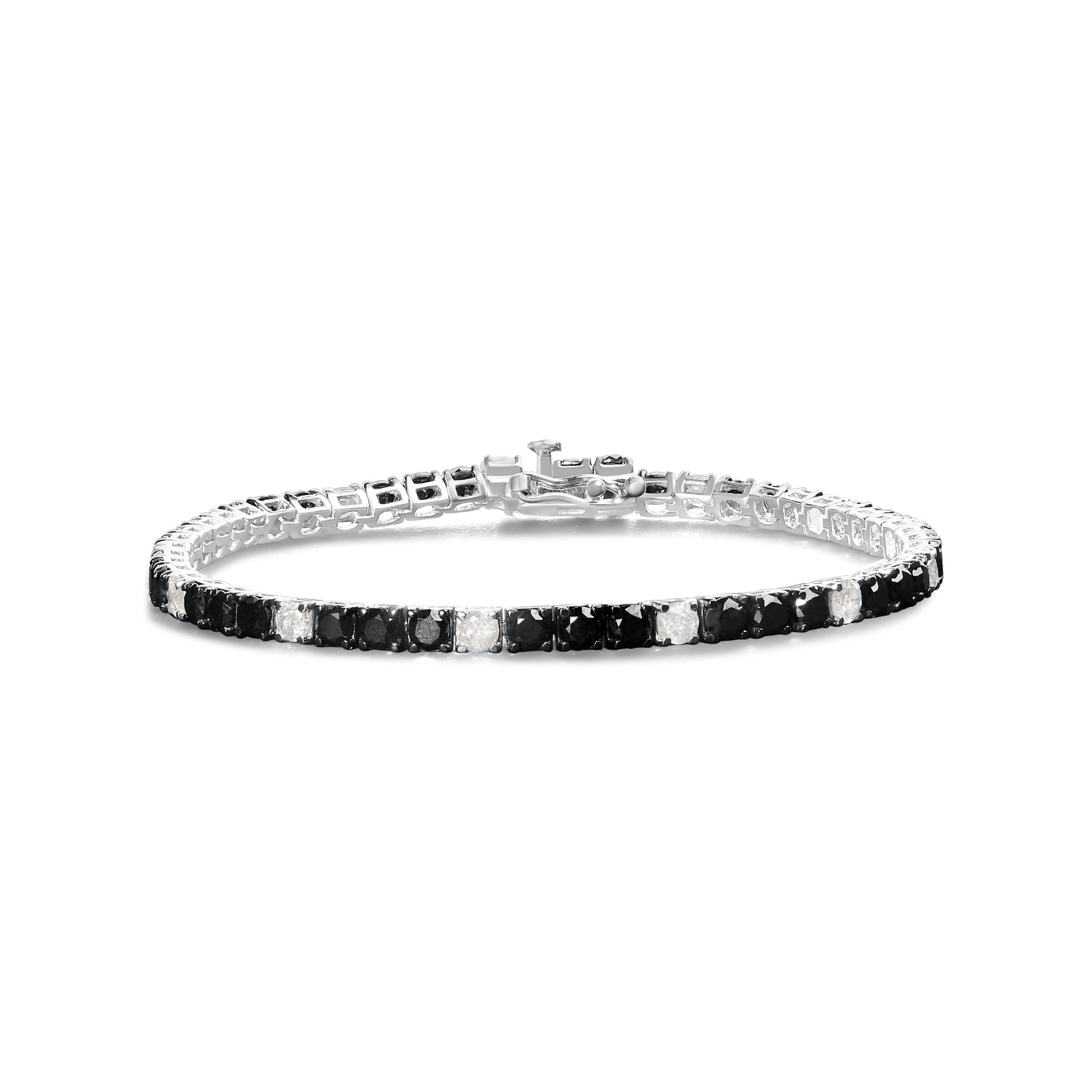 .925 Sterling Silver 3.0 Cttw Black and White Diamond Tennis Bracelet (I-J Color, I2-I3 Clarity) - 7.25" Inches by Bids.com
