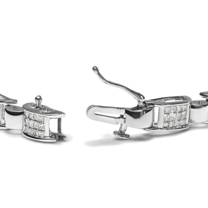 14K White Gold 2.00 Cttw Princess Diamond Invisible Set Link Bracelet (H-I Color, SI2-I1 Clarity) - 7" by Bids.com