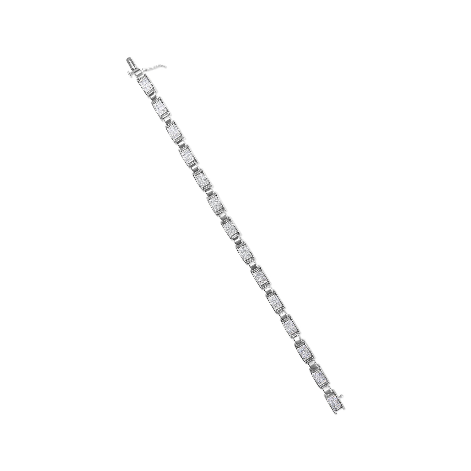 14K White Gold 2.00 Cttw Princess Diamond Invisible Set Link Bracelet (H-I Color, SI2-I1 Clarity) - 7" by Bids.com
