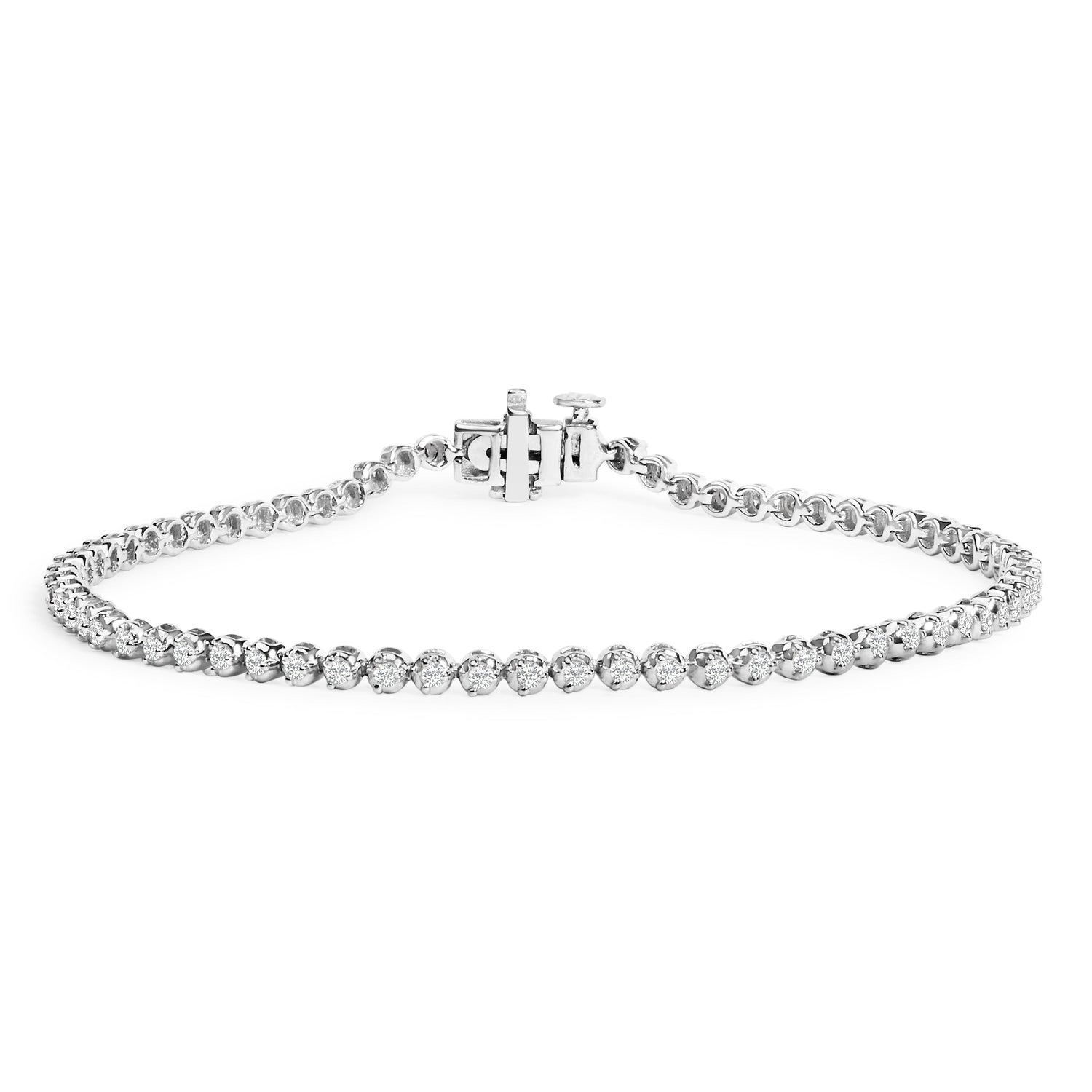 925 Sterling Silver 1.0 Cttw Diamond Tennis Bracelet  DestGlow