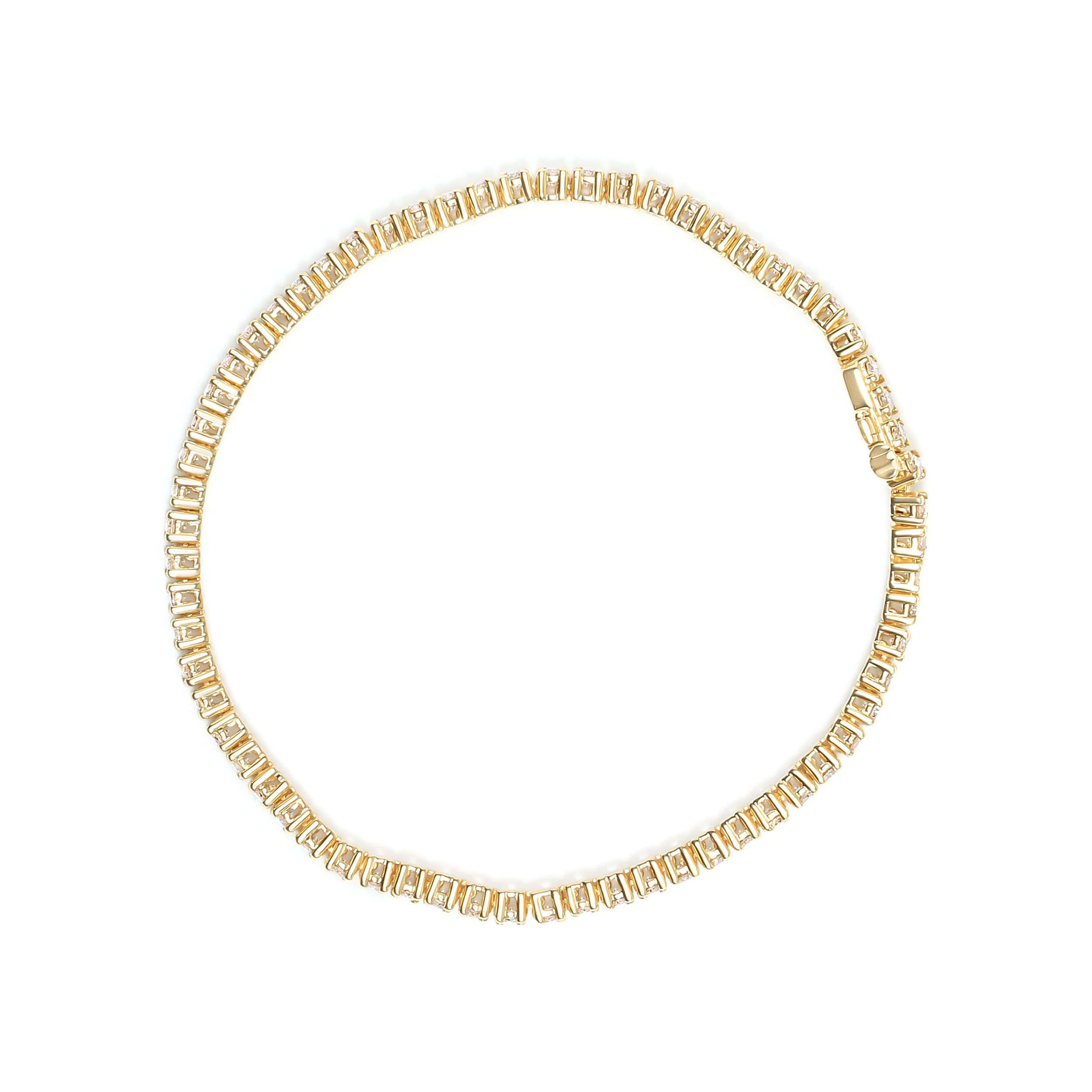 14K Yellow Gold 6.0 Cttw Classic 4 Prong Set Round Brilliant Cut Diamond Tennis Bracelet (K-L Color, VS2-SI1 Clarity) - 7.25" by Bids.com