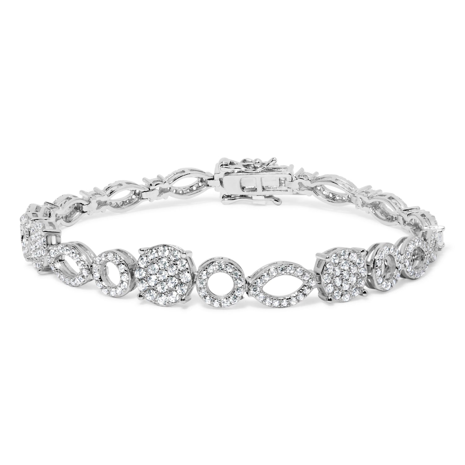 10K White Gold 3.00 Cttw Diamond Link Bracelet  DestGlow