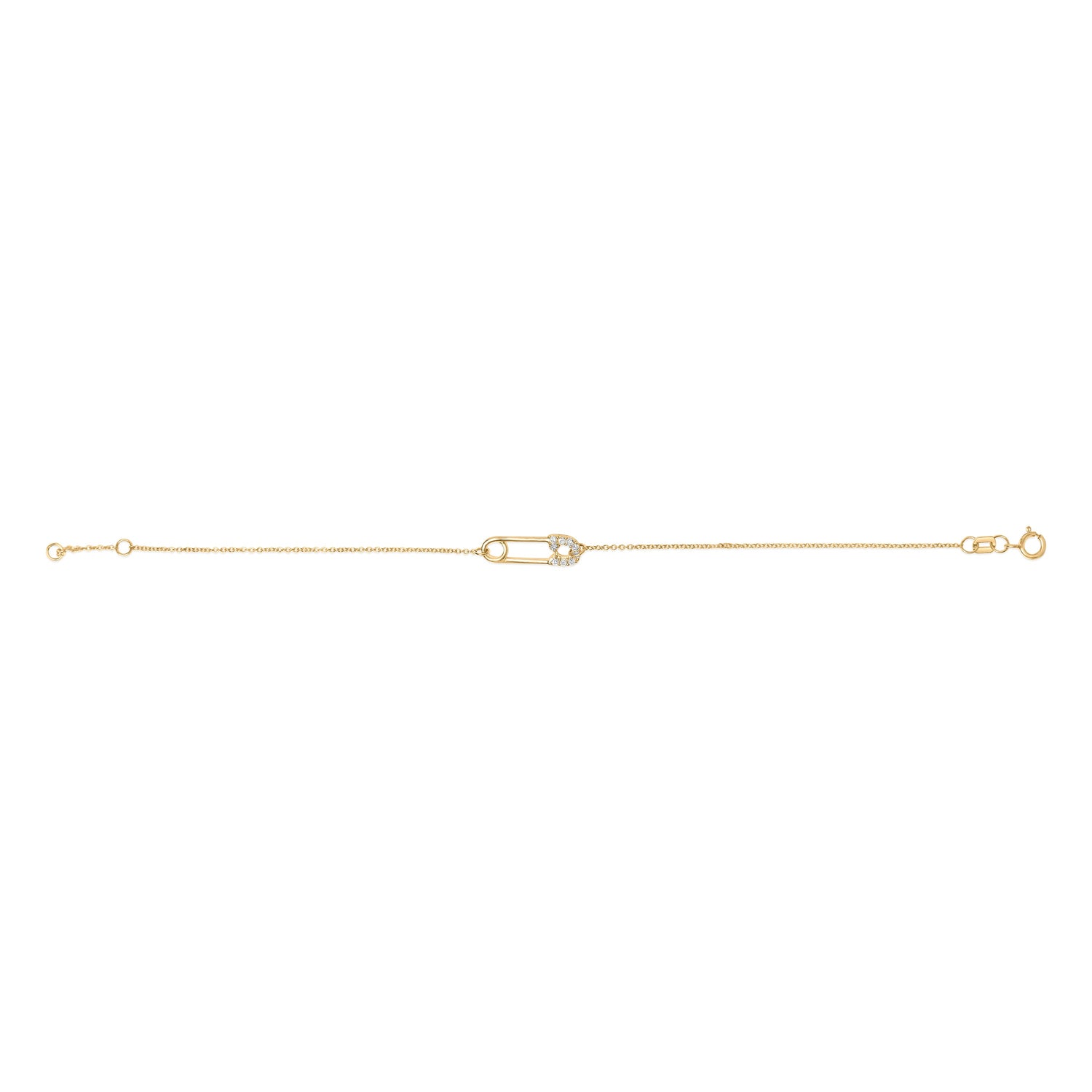 10K Yellow Gold 1/10 Cttw Diamond Paperclip Charm Adjustable Link Bracelet (I-J Color, I1-I2 Clarity) - 7.25 Inch by Bids.com