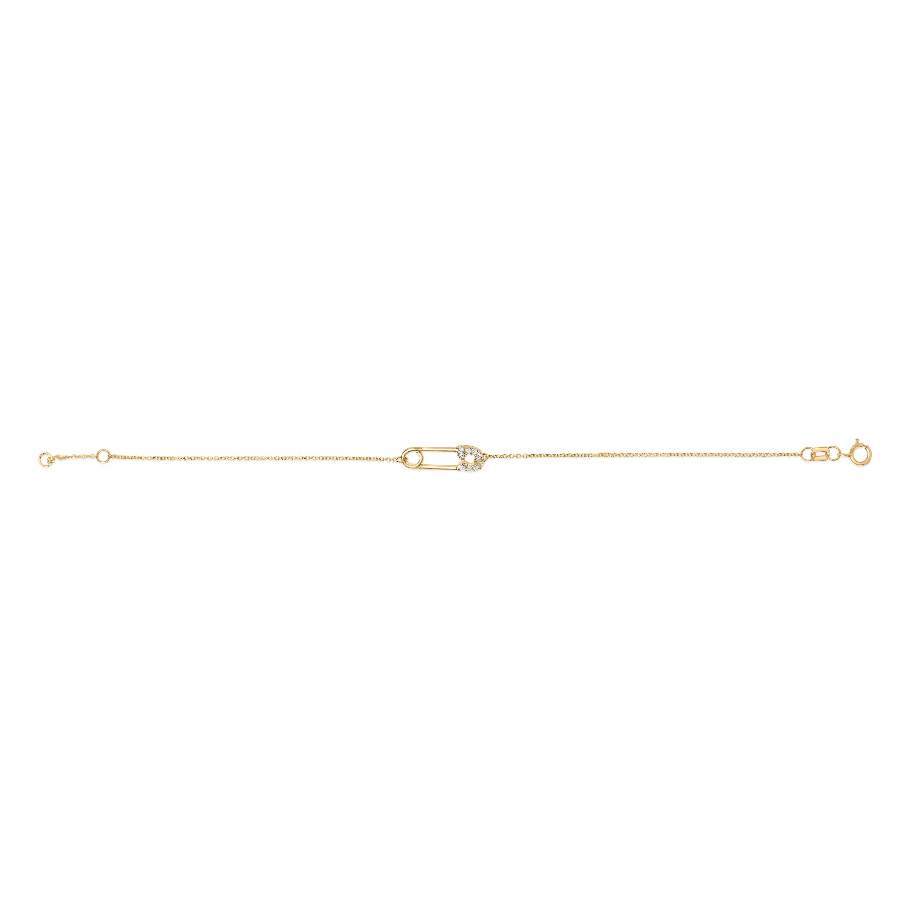 10K Yellow Gold 1/10 Cttw Diamond Paperclip Charm Adjustable Link Bracelet (I-J Color, I1-I2 Clarity) - 7.25 Inch by Bids.com