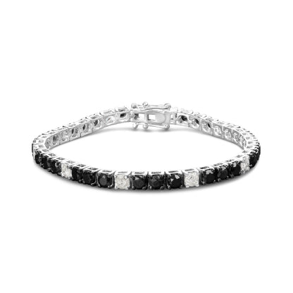 .925 Sterling Silver 3.0 Cttw Black and White Diamond Tennis Bracelet (I-J Color, I2-I3 Clarity) - 7.25" Inches by Bids.com
