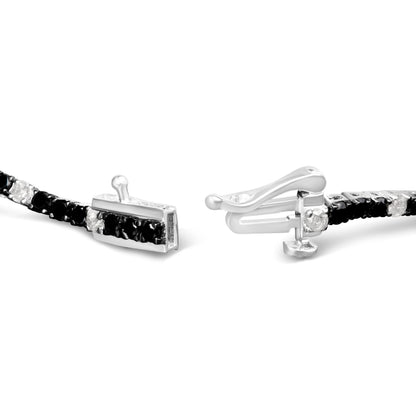 .925 Sterling Silver 3.0 Cttw Black and White Diamond Tennis Bracelet (I-J Color, I2-I3 Clarity) - 7.25" Inches by Bids.com