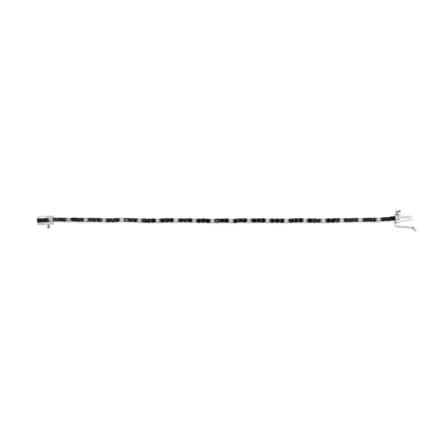 .925 Sterling Silver 3.0 Cttw Black and White Diamond Tennis Bracelet (I-J Color, I2-I3 Clarity) - 7.25" Inches by Bids.com