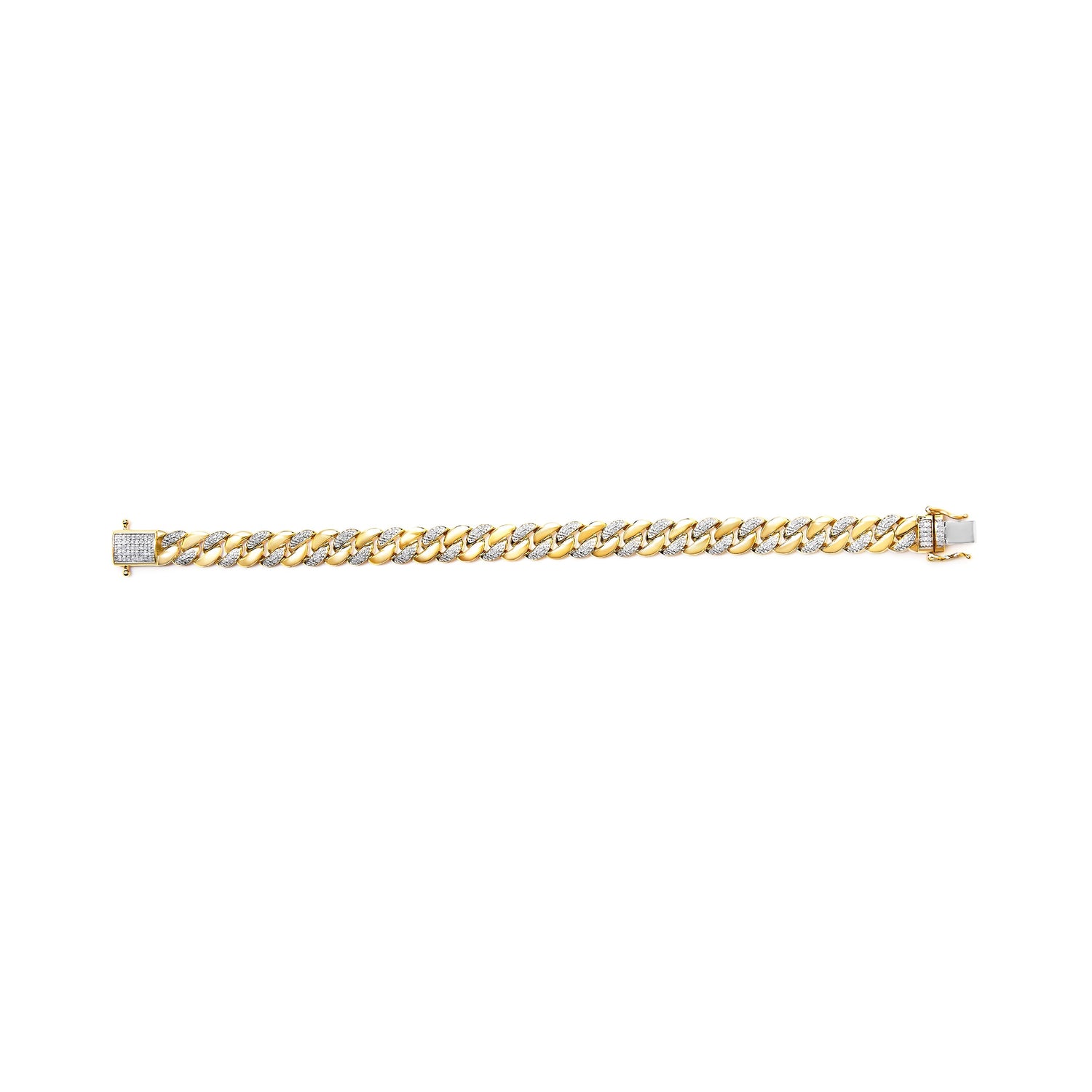14K Yellow Gold Plated .925 Sterling Silver 3/8 Cttw Diamond Cuban Bracelet (I-J Color, I3 Clarity) - 7.25" by Bids.com